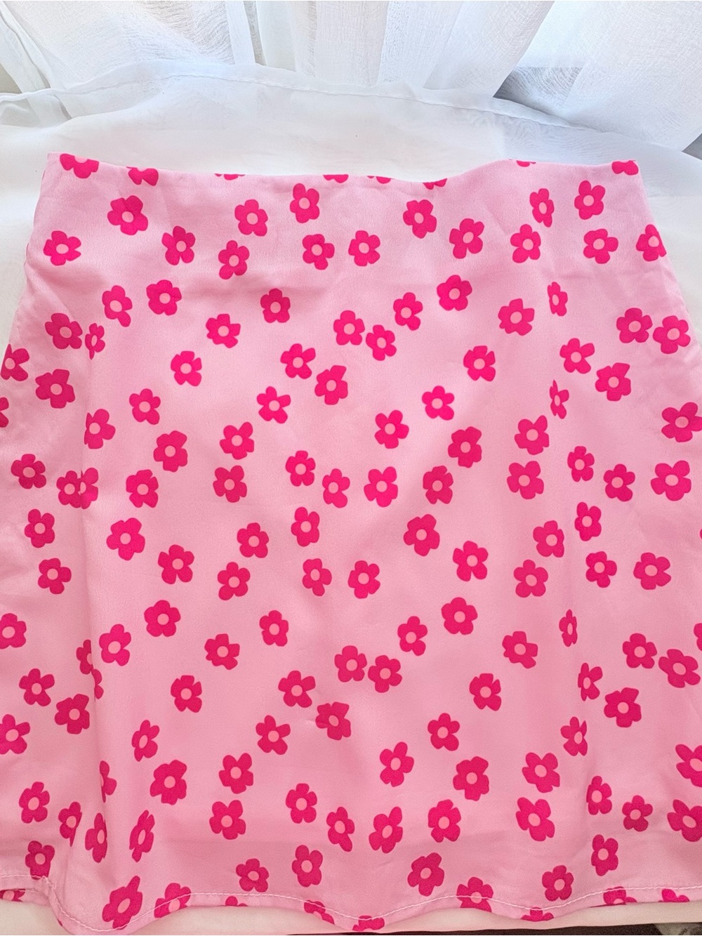 SHEIN Pink Floral Mini Skirt - Light Pink with Hot Pink Flowers